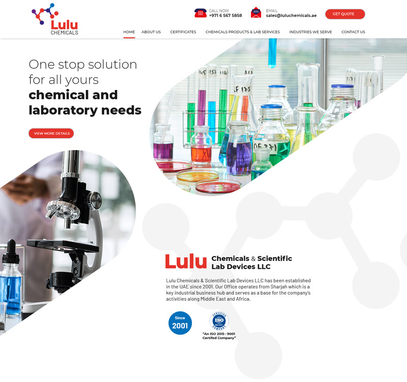 freelance website design for Lulu Chemicals